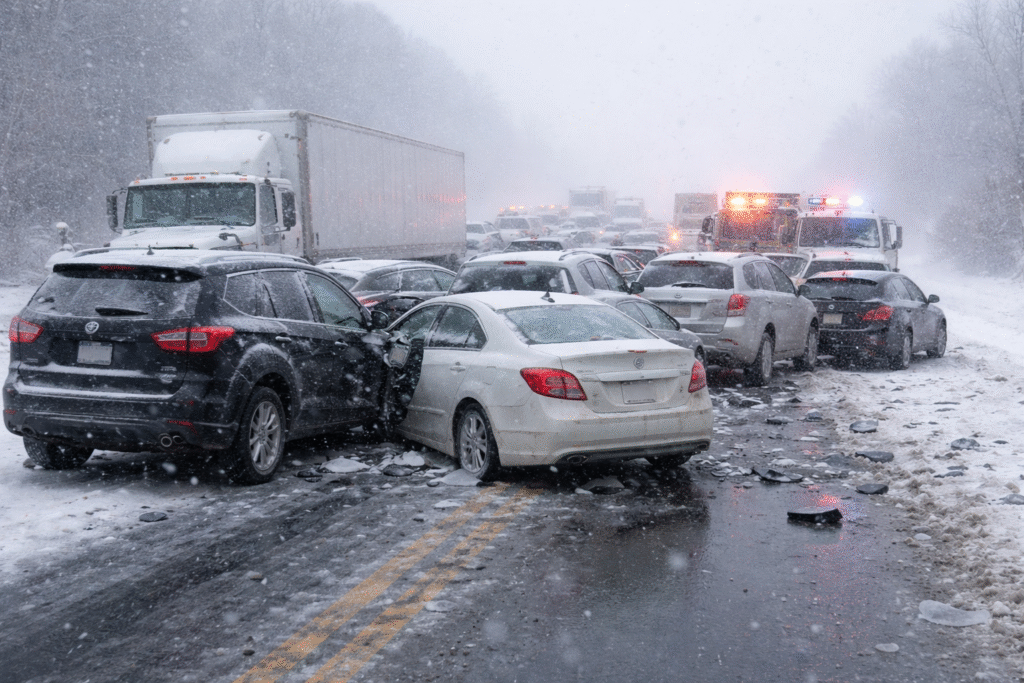 Post-Storm Pileups on K-96 in February: How to Prove Fault in Multi-Car Crashes